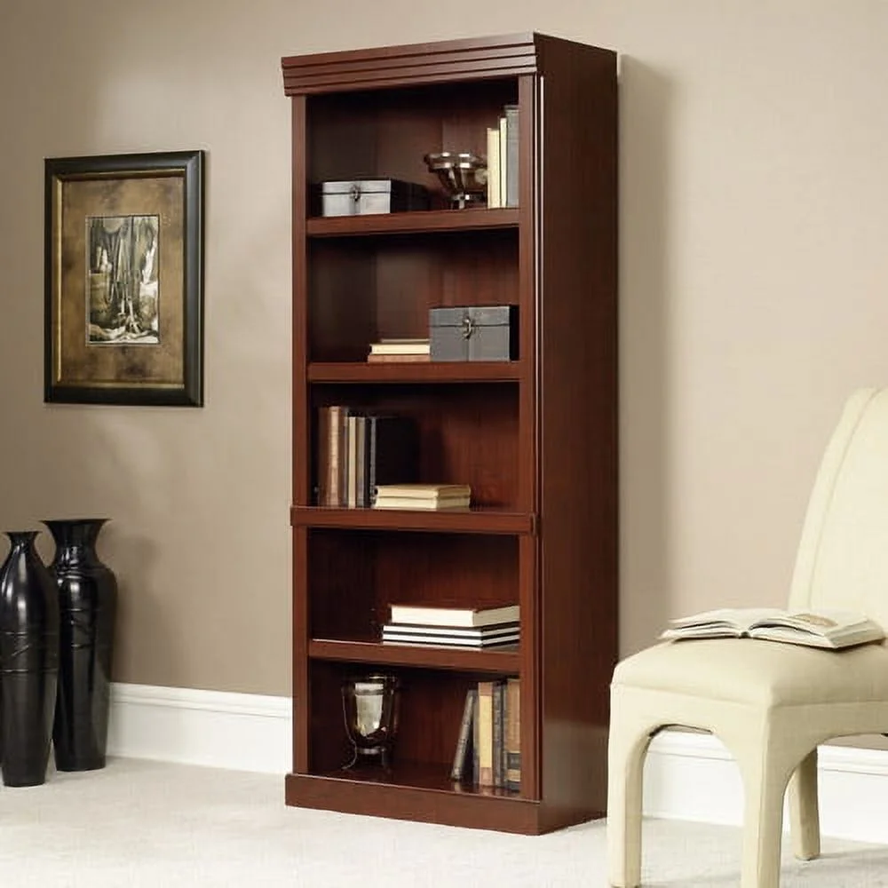Sauder Heritage Hill 72" H 5-Shelf Bookcase, Classic Cherry Finish