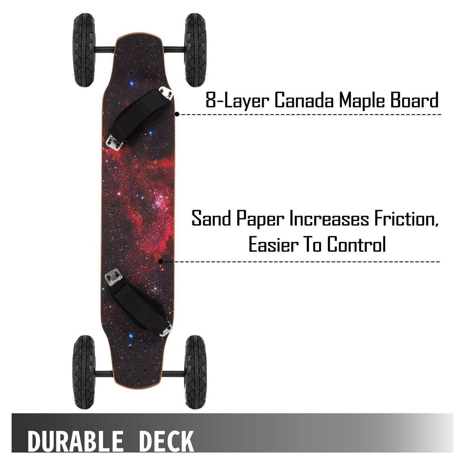 VEVOR Skateboard 37”L. All Terrain Longboard with 95A Shock Absorber. 8 Layer Maple Deck Offroad Skateboard for Kids Teens Beginners Pros