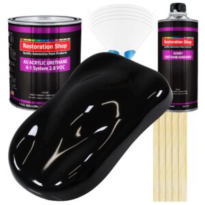Restoration Shop Super Gloss Jet Black Acrylic Urethane Auto Paint Complete Gallon Paint Kit, Single Stage High Gloss