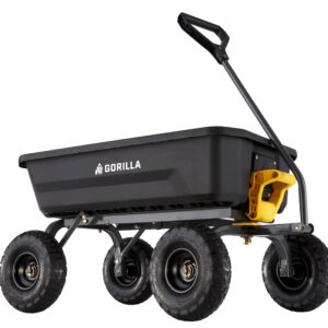 Gorilla Carts 4 Cu. ft. Poly Garden Dump Cart, 600 lbs. Capacity, 35 in. x 22 in. Bed, 10 in. Tires