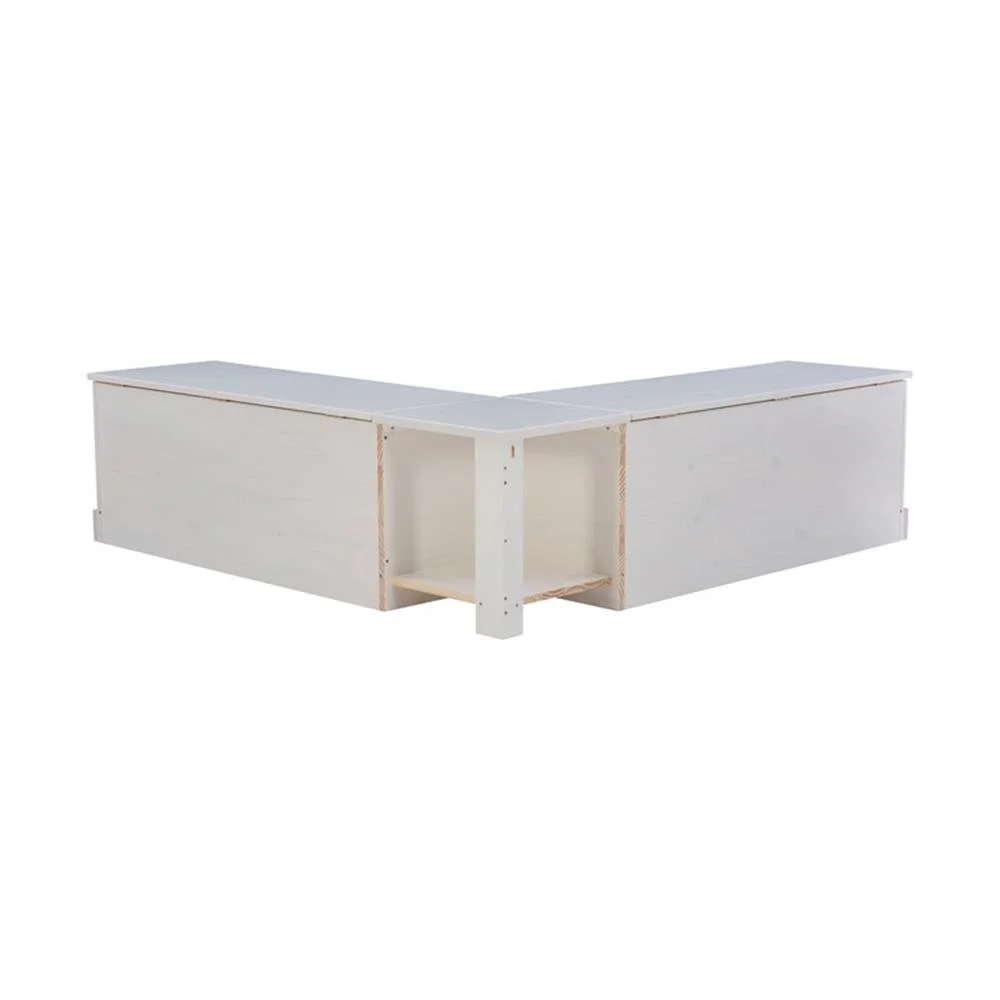 Pemberly Row Natural White Wood Nook With Green Polyester Fabric Cushions