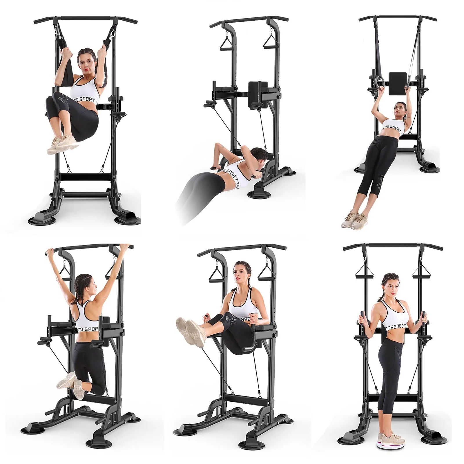 Tappio Multifunction Power Tower Dip Bar Station Pull Up Bar Stand for Home Gym, Adjustable Strength Training Fitness Equipment with Backrest,400lb Capacity