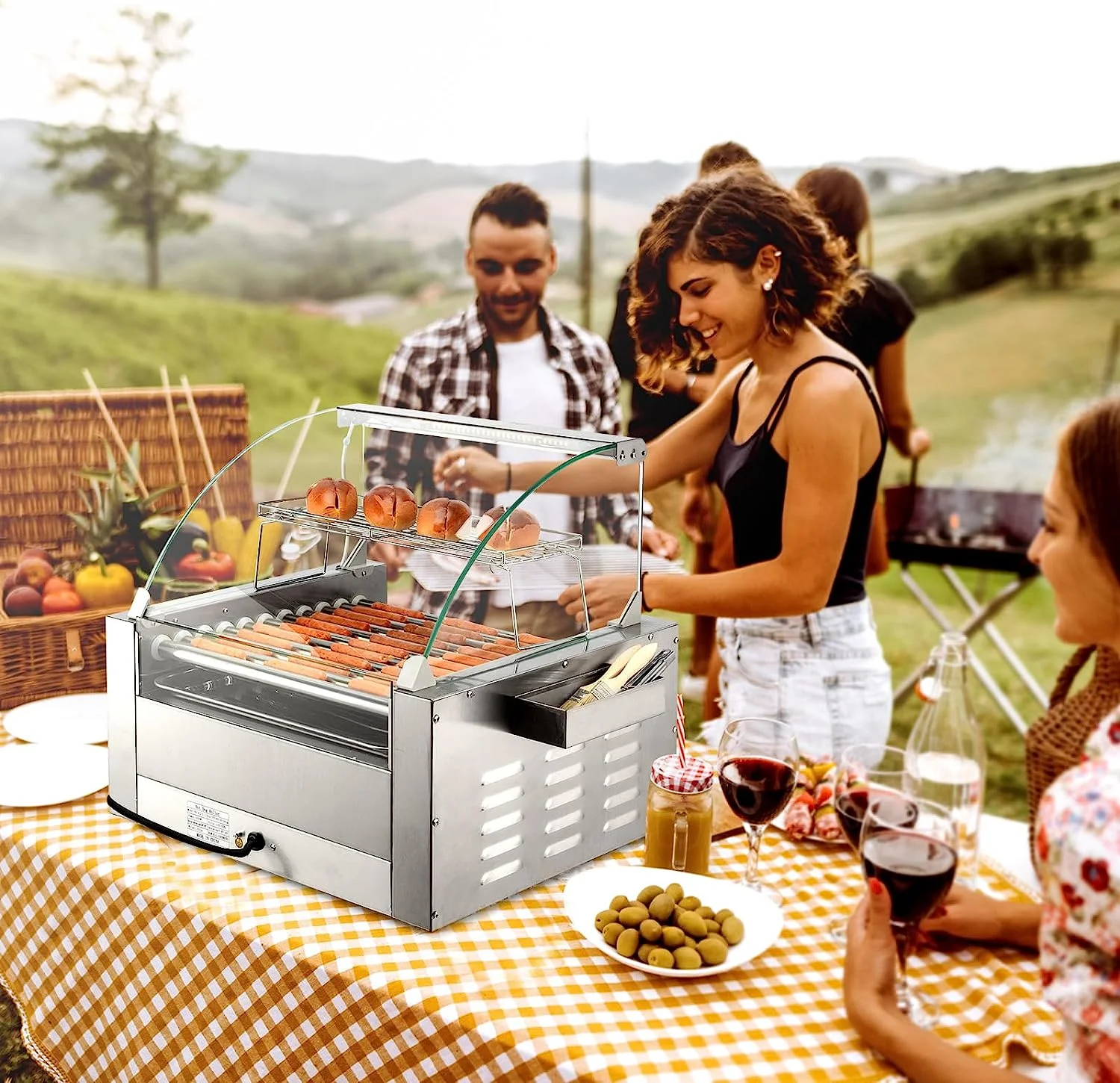 ROVSUN 1050 W 18 Hot Dog Capacity Commercial Hot Dog Roller Grill