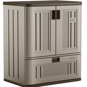 Suncast Single Drawer Resin Base Storage Cabinet, Platinum Metallic
