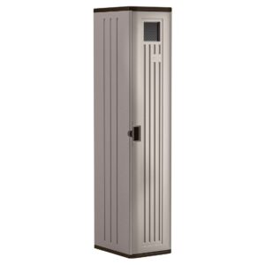 Suncast 72" Resin Outdoor Storage Cabinet with 3 Shelves, Platinum Metallic