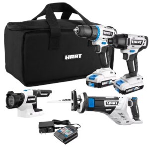 HART 20-Volt Cordless 4 Tool Combo Kit