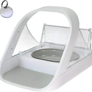 SureFeed Automatic Microchip Pet Feeder for Cats – Dual Wet & Dry Food Compartments, Lightweight Design, Includes Pet Towel