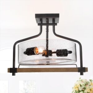 Farmhouse Semi-Flush Mount 2-light Ceiling Lighting Fixture for Kitchen - L15.7"x W11.8"x H11.8"