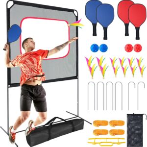 Slsy Portable Pickleball with Net, A Racket Game That Combines Pickleball, Badminton, Jianzi, and Tennis, Backyard Games Sport Outdoor Indoor, Fun Games for Kids & Adults