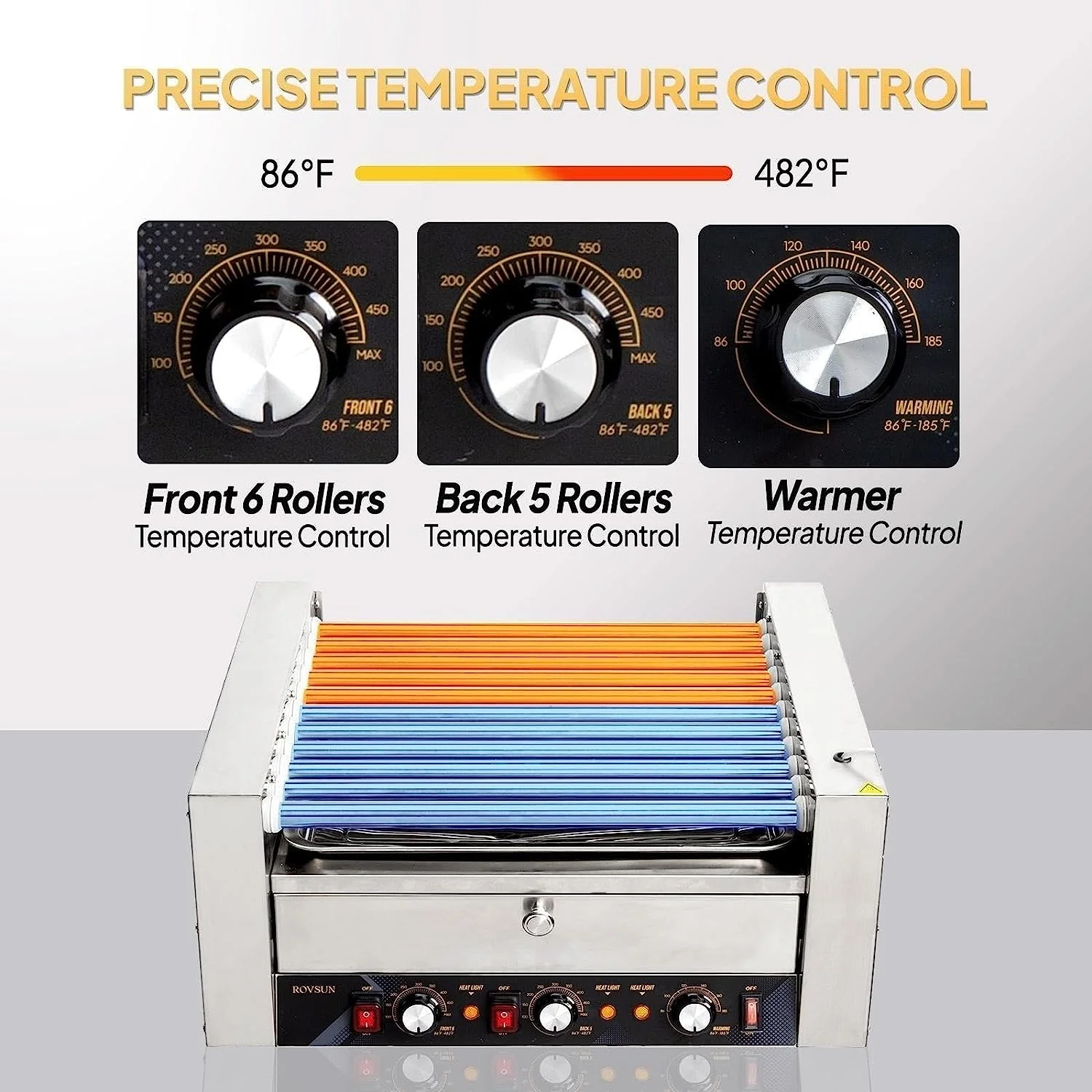 ROVSUN 1050 W 18 Hot Dog Capacity Commercial Hot Dog Roller Grill