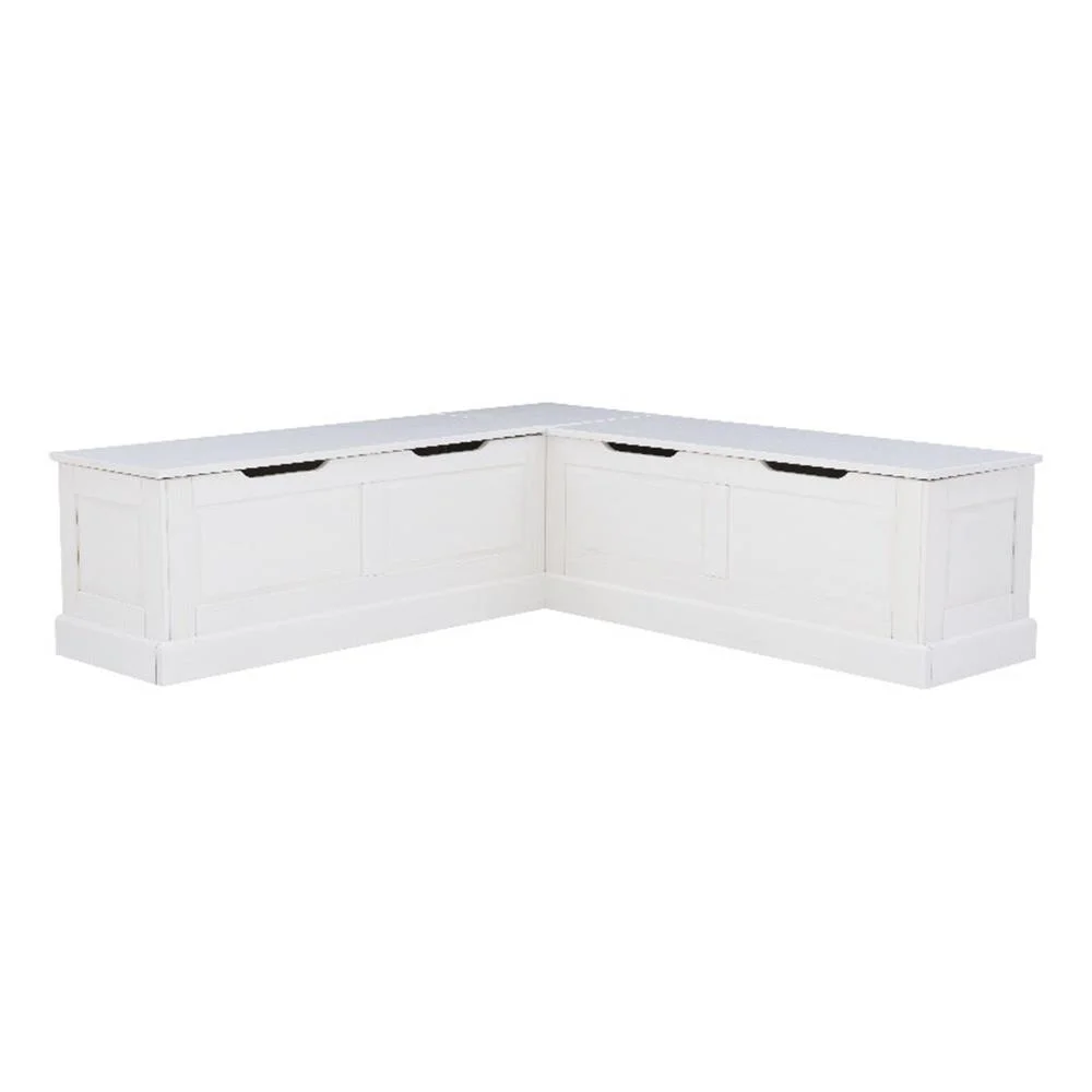 Pemberly Row Natural White Wood Nook With Green Polyester Fabric Cushions