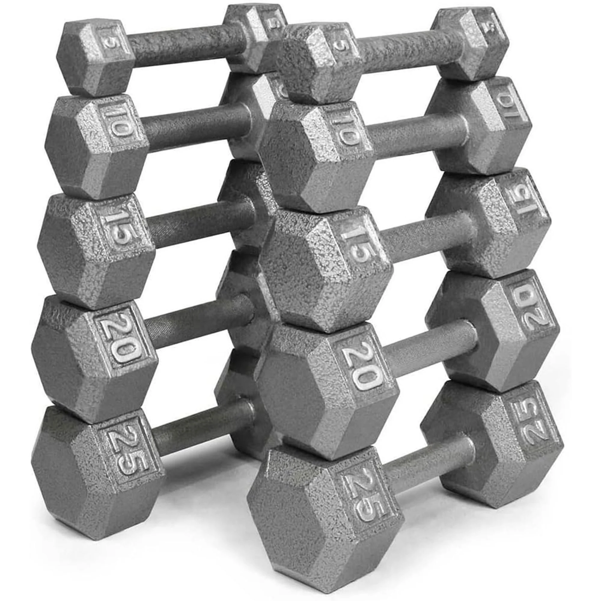 HolaHatha Hex Dumbbell with Rack, 5/10/15/20/25 lb (Black)