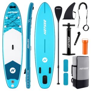 Hotsee 10' Inflatable Stand up Paddle Board 6'' Thick SUP Paddle Board with Accessories for Fishing, Non-Slip Deck, Double Action Pump