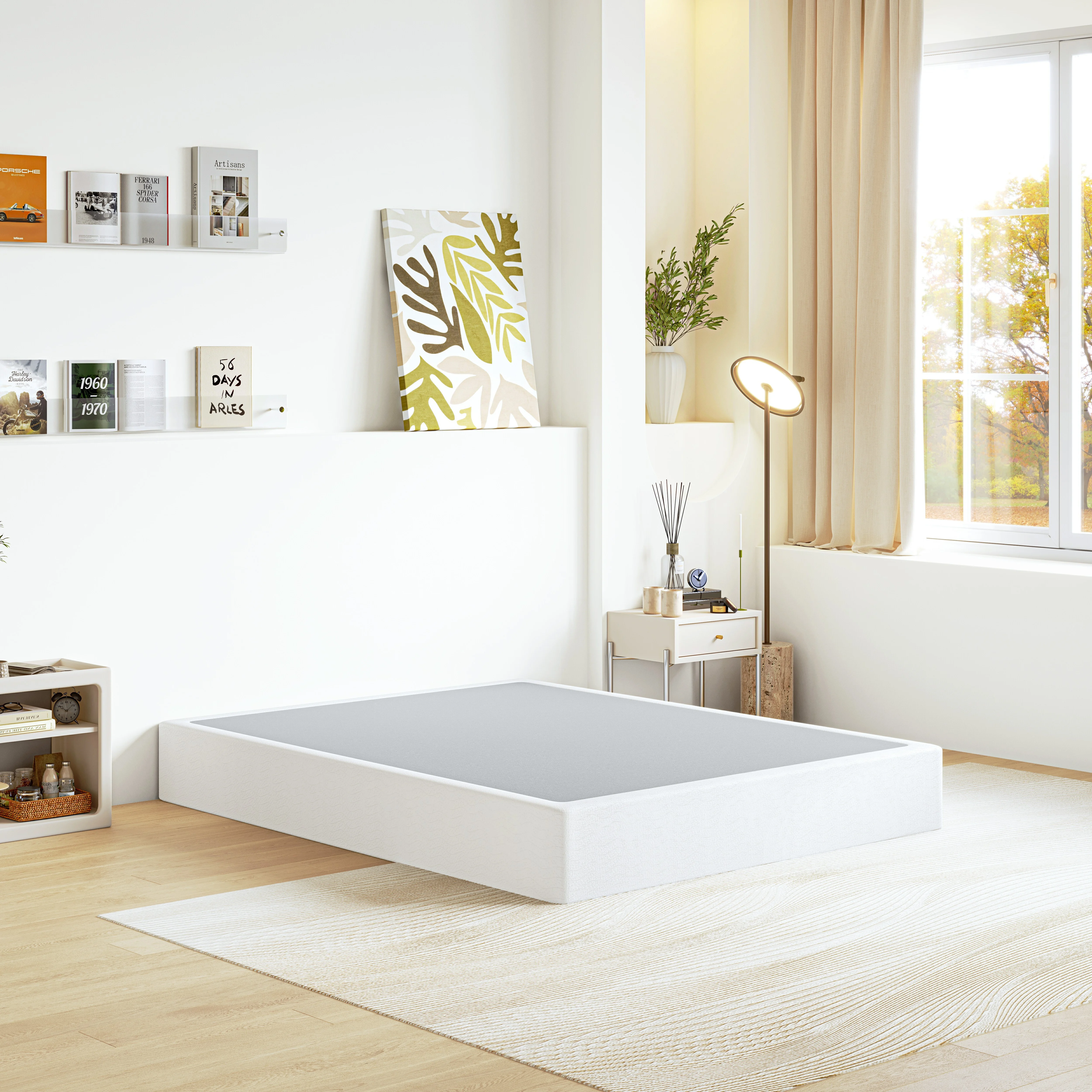 ULIESC 9 inch Queen Metal Box Spring, Sturdy Mattress Foundation, Fabric Cover Included, Easy Assembly