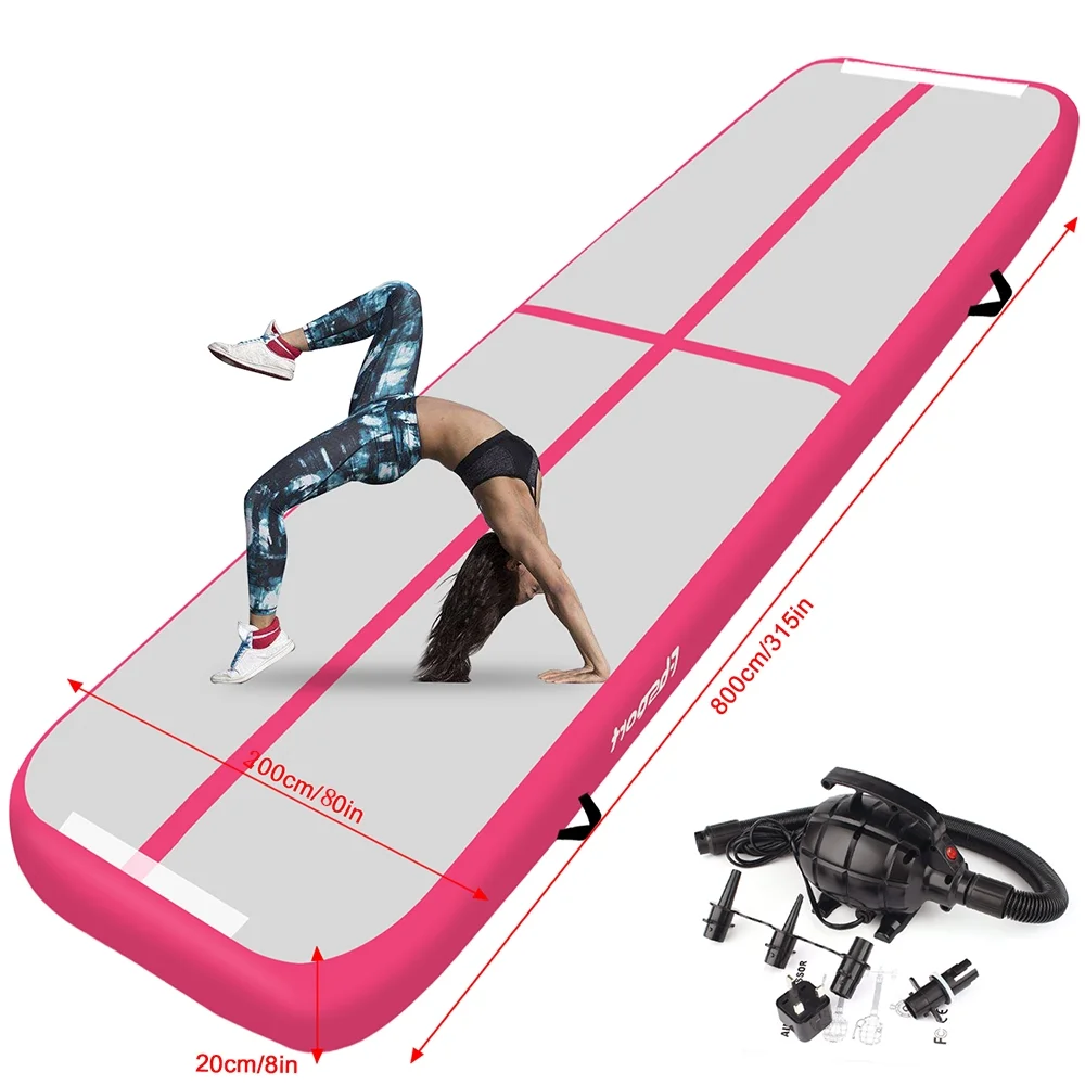 Fbsport 2m Width Pink 8m*2m*0.2m Air Track Floor Home Inflatable Gymnastics Tumbling Mat GYM+Pump