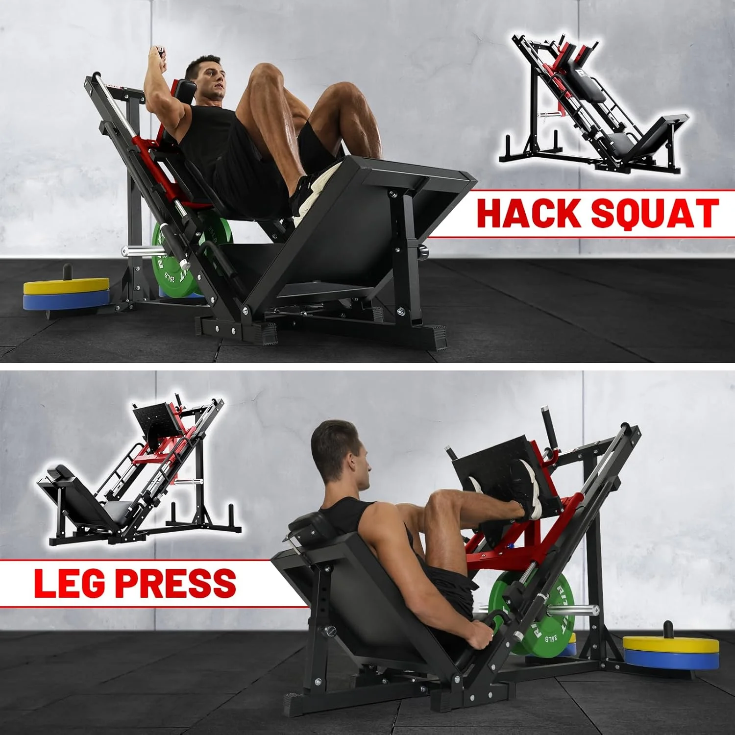 RitFit Leg Press Hack Squat Machine, Professional Adjustable Leg Press Machine for Home Gym with Linear Bearing, Specialty Hack Squat Machine for Full Lower Body Workout with Weight Storage, Pink