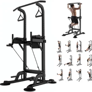 Tappio Multifunction Power Tower Dip Bar Station Pull Up Bar Stand for Home Gym, Adjustable Strength Training Fitness Equipment with Backrest,400lb Capacity