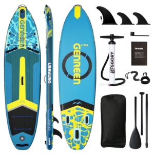 Genreen Inflatable Fishing Paddle Board 11" Stand up Paddle Board with Full SUP Premium Accessories
