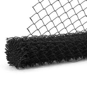 Fencer Wire 9 Gauge Black Vinyl Coated Galvanized Steel Chain Link Fence Fabric, Diamond Mesh Size 2-3/8 Inch, Galvanized Fencing Wire Roll for Garden and Animals Enclosure (6ft. x 50ft.)