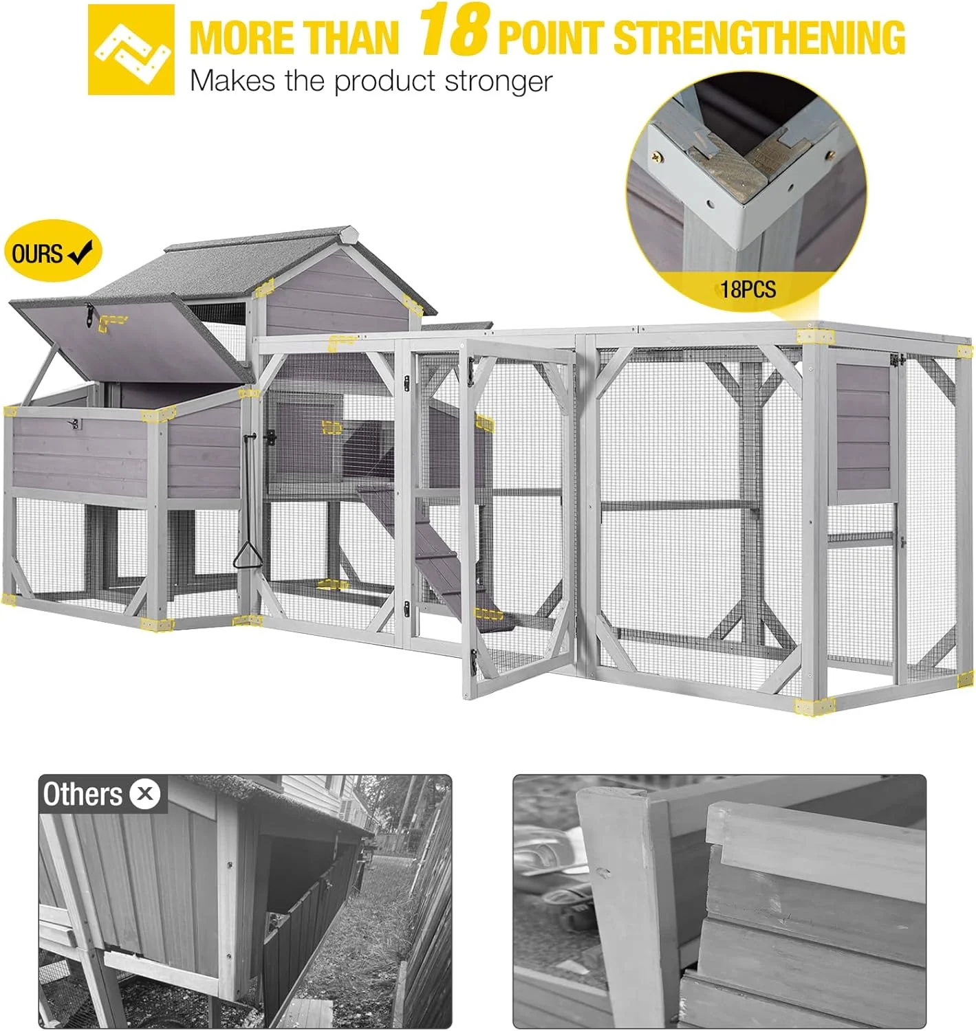 Aivituvin Chicken Coop Extra Large Chicken House Outdoor Poultry Cage for 8-10 Chickens