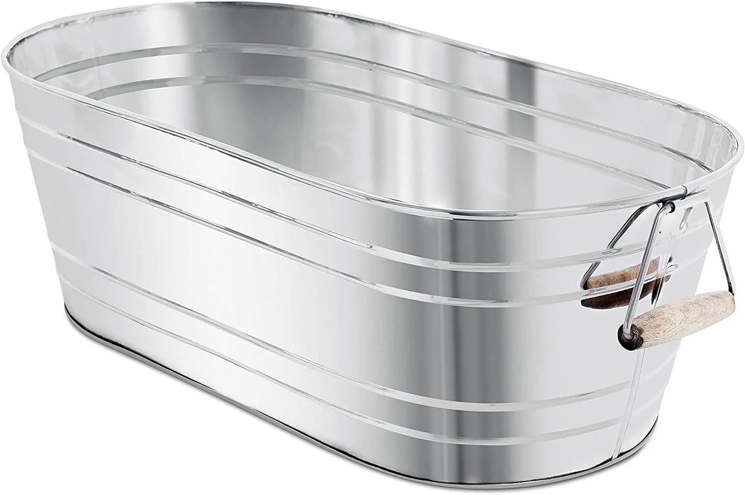 Steel Galvanized Beverage Tub with Stand and Drip Pan Tray - Oval shape (Large Size) by MG Decor - Madhu Collection