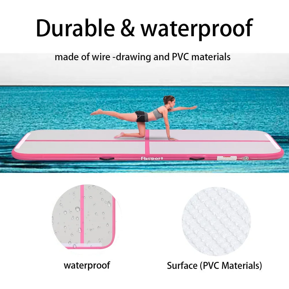 Fbsport 2m Width Pink 8m*2m*0.2m Air Track Floor Home Inflatable Gymnastics Tumbling Mat GYM+Pump