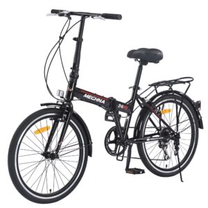 Meghna 24 inch Folding Bike 7 Speed V Brake City Commuter for Men Women Daily Commuting Black