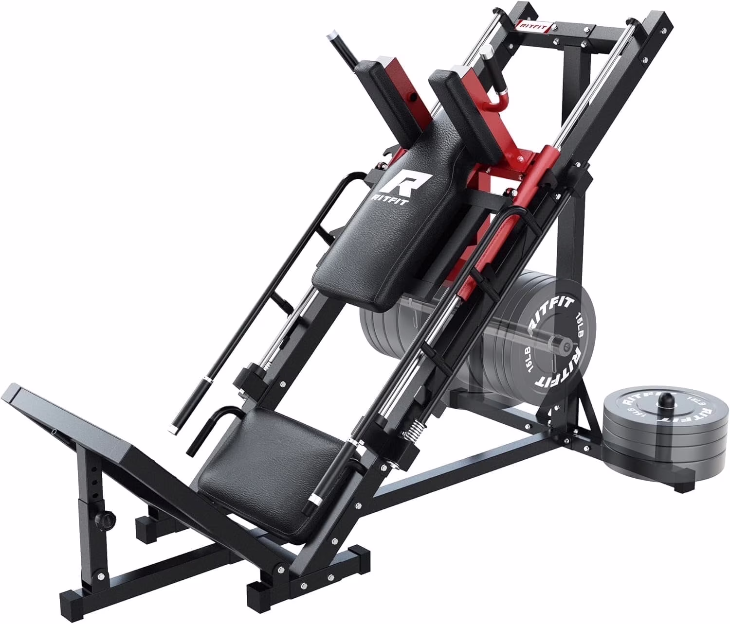 RitFit Leg Press Hack Squat Machine, Professional Adjustable Leg Press Machine for Home Gym with Linear Bearing, Specialty Hack Squat Machine for Full Lower Body Workout with Weight Storage, Pink