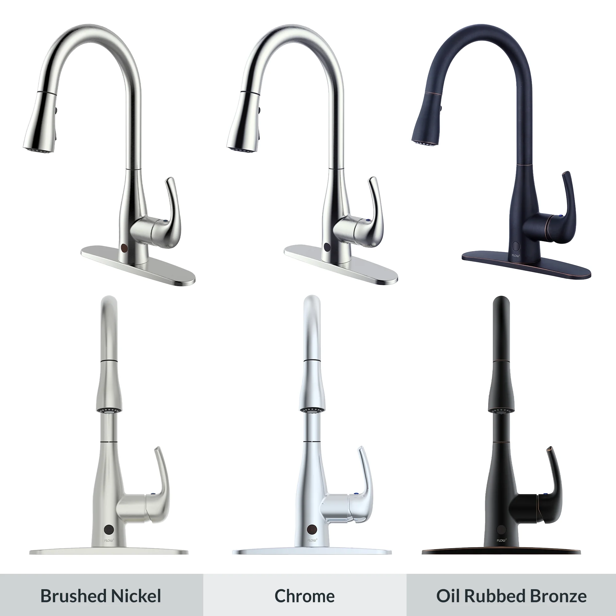 Bio Bidet FLOW Motion Touchless Kitchen Faucet in Brushed Nickel Finish