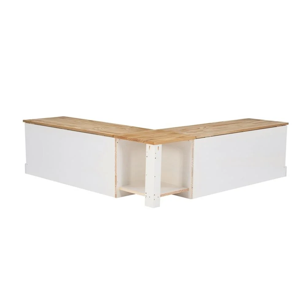 Pemberly Row Natural White Wood Nook With Green Polyester Fabric Cushions