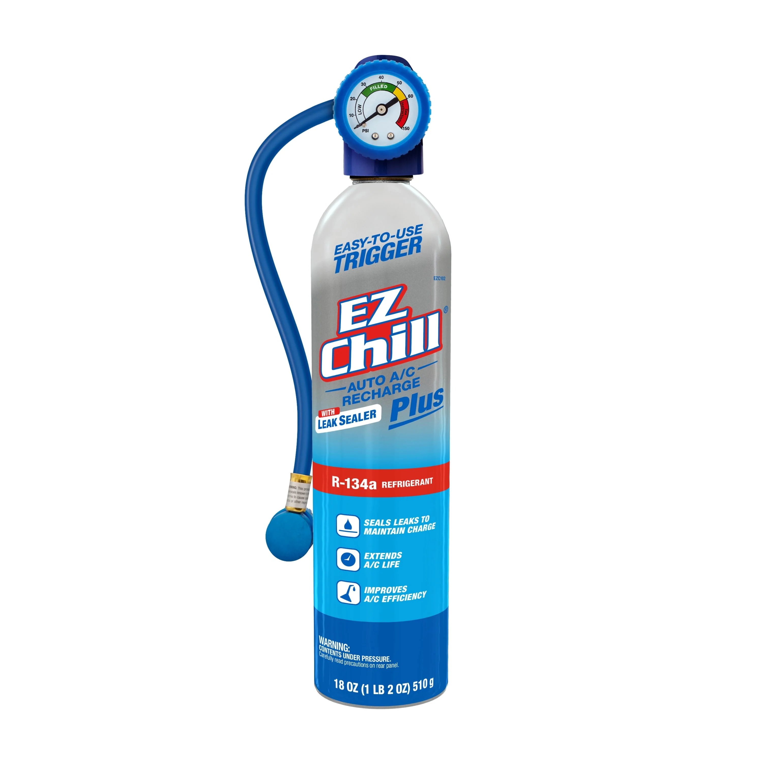 EZ Chill R-134a Auto AC Recharge Kit with Leak Sealer Plus - 18 OZ