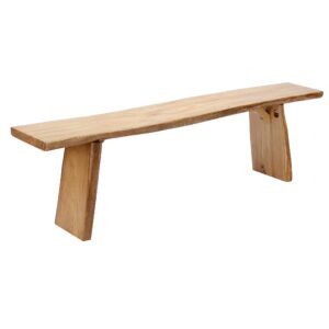 WILK Live Edge Wooden Dining Bench, Construction Farmhouse Kitchen Bench with Natural Wood for Home and Kitchen,Entryway Solid Wood Bench for Dining Room,Living Room and Outdoor (63'' Long, Elm)