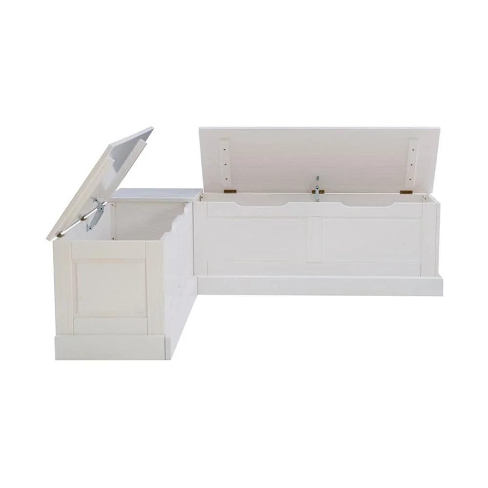 Pemberly Row Natural White Wood Nook With Green Polyester Fabric Cushions