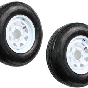 2-Pack Radial Trailer Tire On Rim ST225/75R15 15 in. LRD 6 Lug White Spoke Wheel