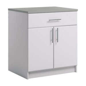 Prepac Elite 36" Tall Storage Cabinet with Doors and Shelves, Multipurpose Garage Cabinet with Large Drawer and Adjustable Shelf, Open Back Storage Furniture for Kitchen, Laundry Room, Garage, White