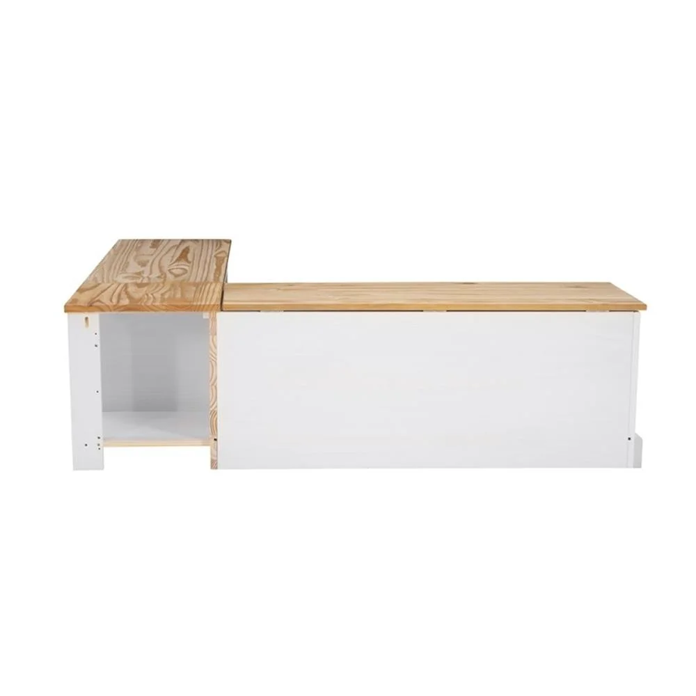 Pemberly Row Natural White Wood Nook With Green Polyester Fabric Cushions