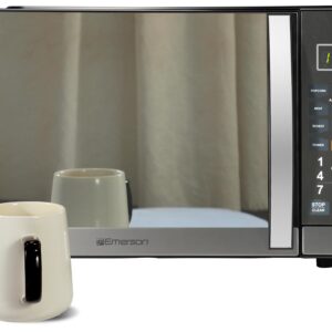 Emerson 1.1 Cu Ft, 1100W Mirror Finish Countertop Microwave Oven with Grill, MWG1191SB