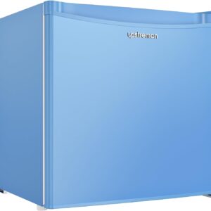 Upstreman 1.7 Cu.ft Mini Fridge with Freezer, Dorm Essentials, Adjustable Thermostat, Energy Saving, Low Noise, Single Door Compact Refrigerator for Dorm, Office, Bedroom, Blue-FR17
