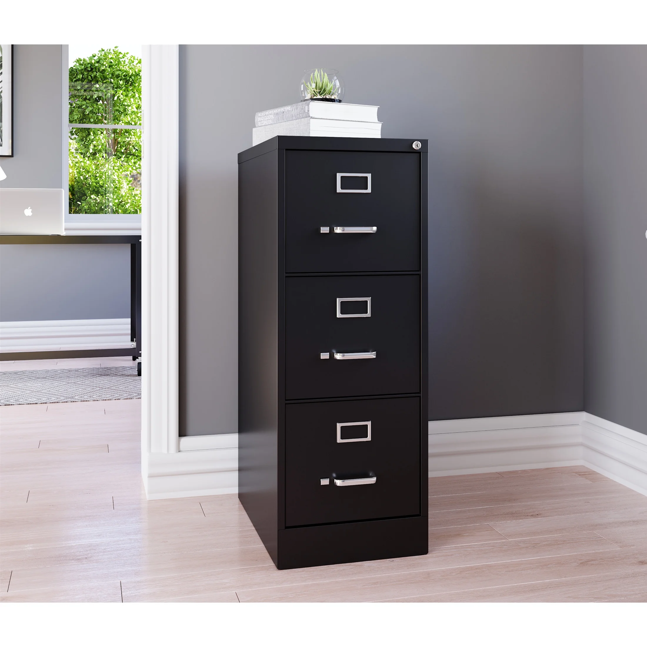 Hirsh 22" Deep 3 Drawer Letter Width Vertical File Cabinet, Commercial Grade, Gray