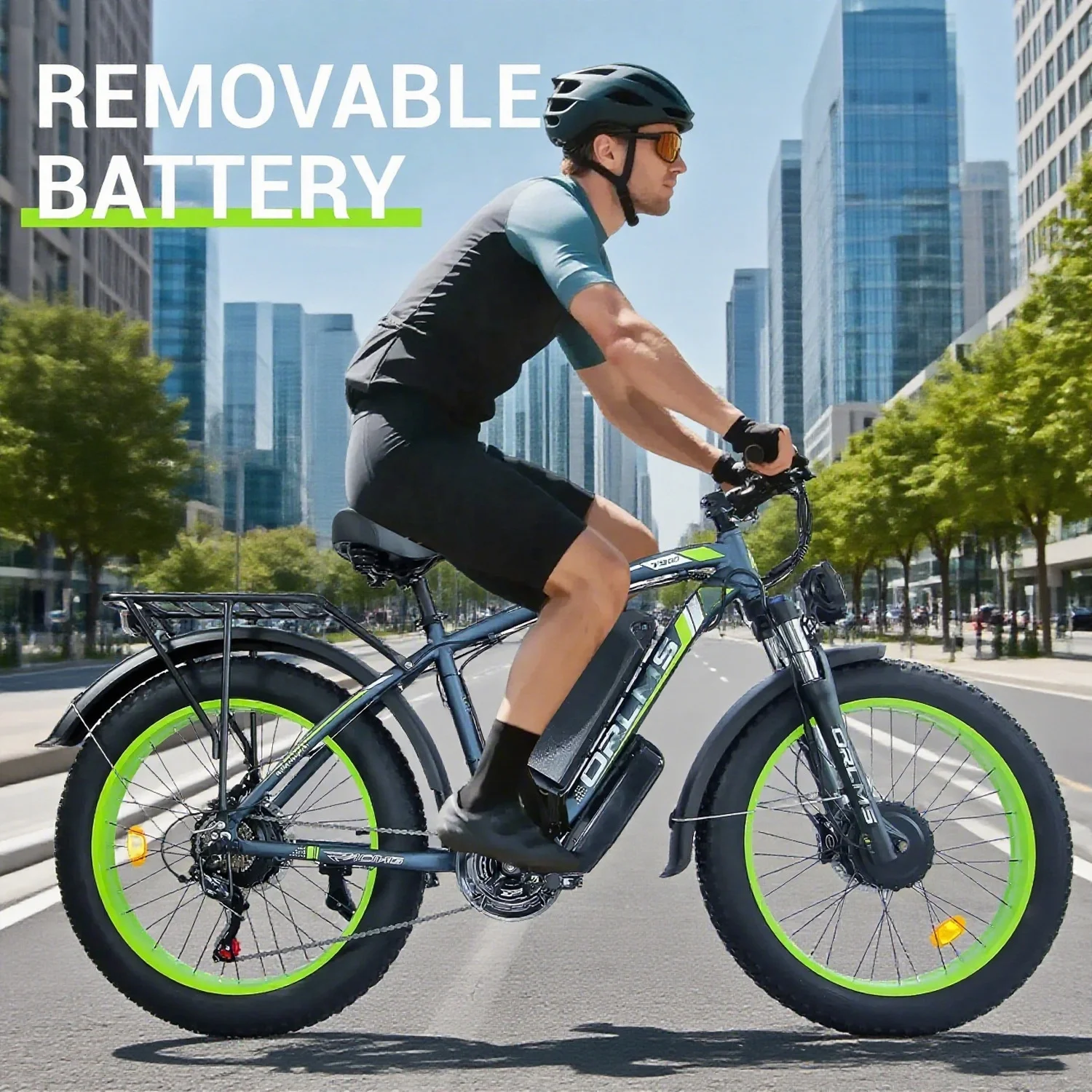 5000w Peak Dual Motor Electric Bike, 26" Fat Tire Shimano 21 Speed 45 MPH Commuter Mtb, 60V 25AH Front Suspension Ebike