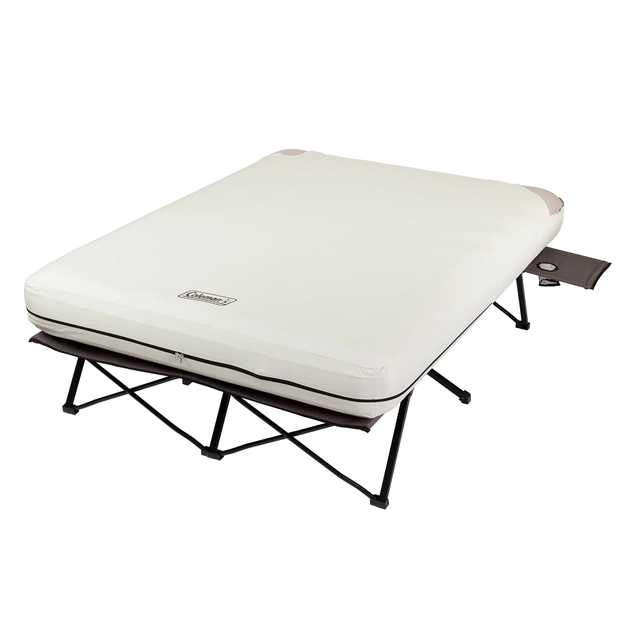Coleman Cot and Thick Queen Air Mattress Combo Side Tables, Pump Included