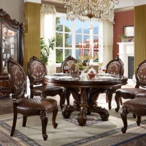 Acme Versailles Round Dining Table w/Single Pedestal, Cherry Finish Indoor