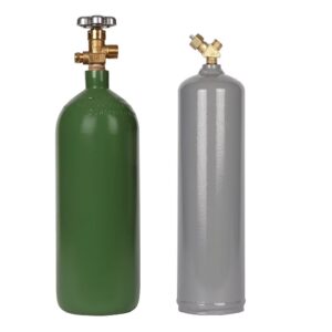 Steel Acetylene MC & 20 Cu ft Steel Oxy-Acetylene Welding Cylinder Set, 10 Cu ft, 2 Count