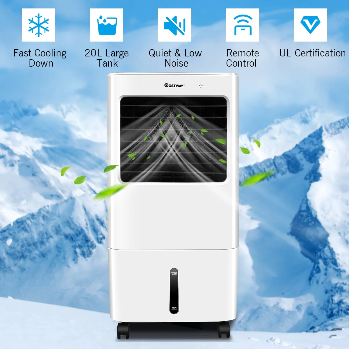 Costway Evaporative Portable Air Cooler Fan & Humidifier w/ Remote Control 7.5 Timer