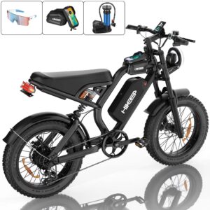 HiKeep 1500W Peak Electric Bike, 20" Fat Tire Ebike, 48V 15Ah Battery, E-Mountain Bike, w/ Bag, Pump & Glasses