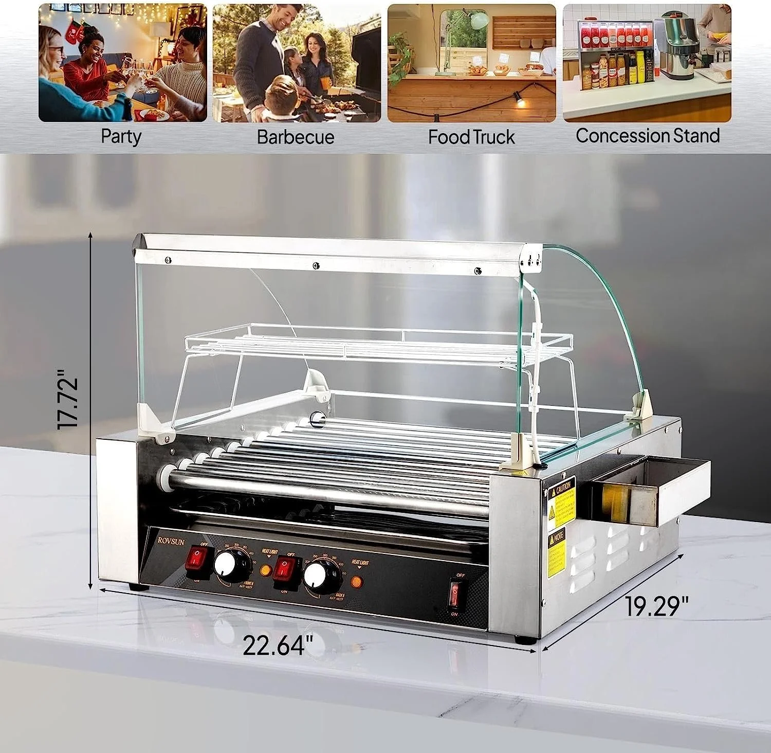 ROVSUN 1050 W 18 Hot Dog Capacity Commercial Hot Dog Roller Grill