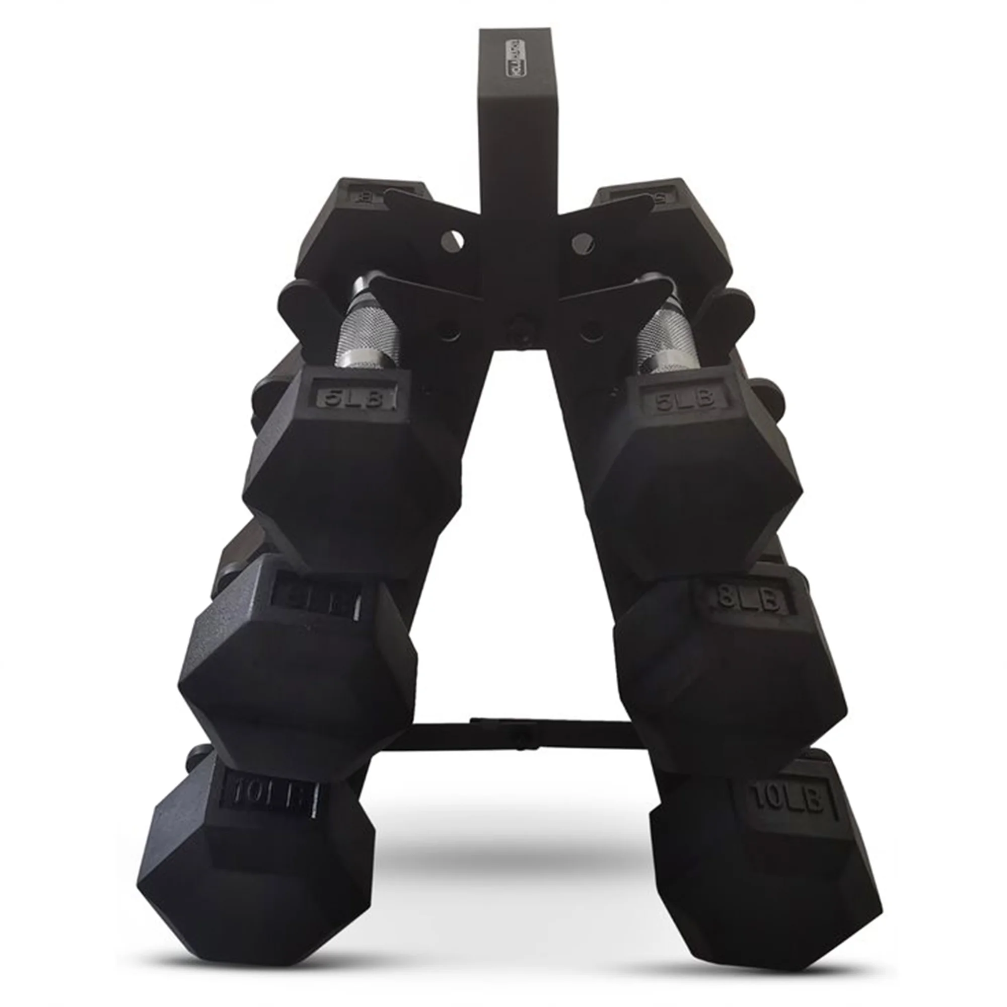 HolaHatha Hex Dumbbell with Rack, 5/10/15/20/25 lb (Black)