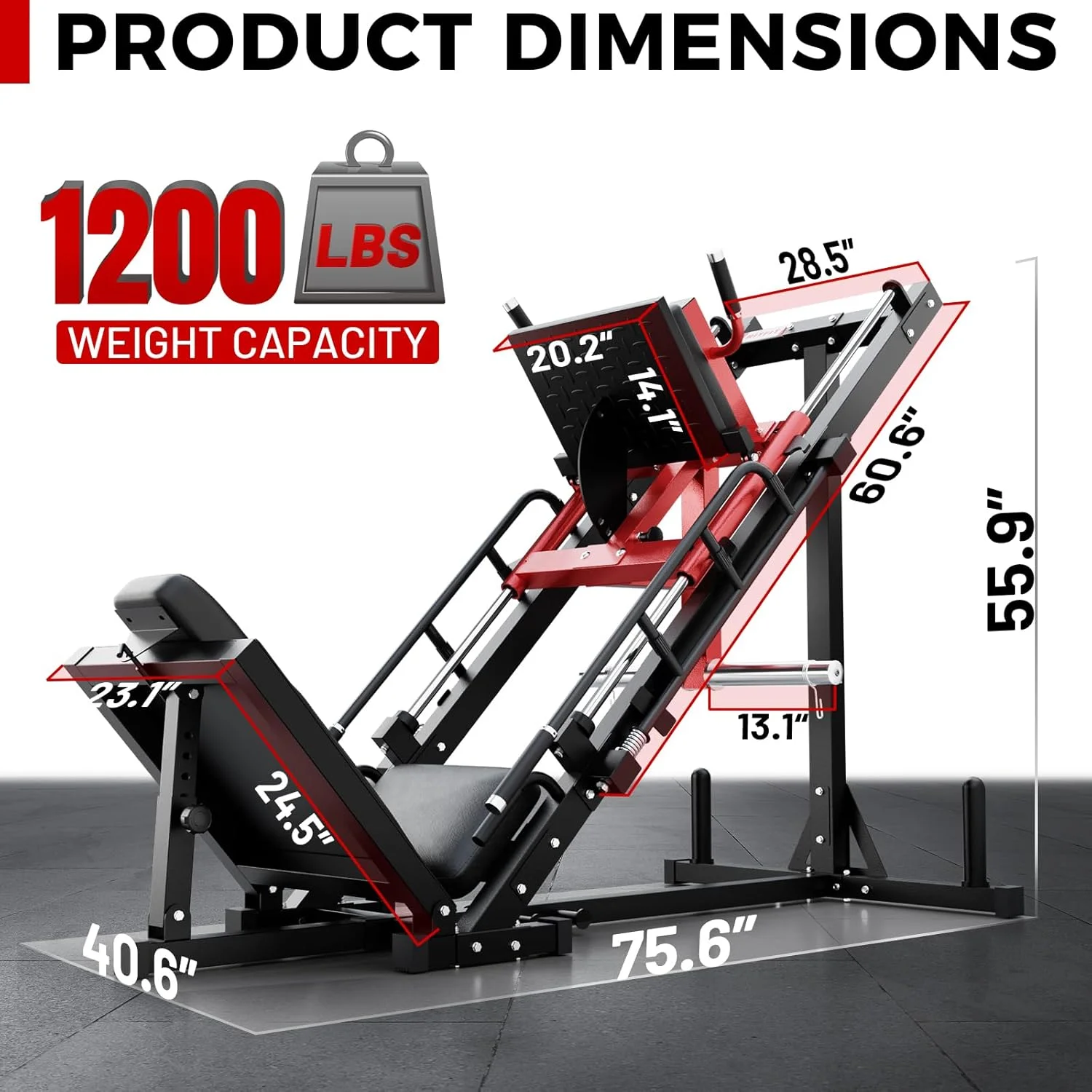 RitFit Leg Press Hack Squat Machine, Professional Adjustable Leg Press Machine for Home Gym with Linear Bearing, Specialty Hack Squat Machine for Full Lower Body Workout with Weight Storage, Pink