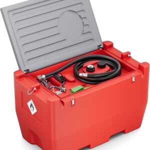 Fuel Transfer Tank, 50 Gallon for Gasoline & Diesel, Gas Tank with 10.6 GPM Fast Flow Rate 12V DC Transfer Pump,13.1 ft Power Cord Portable Gas Tank, Red