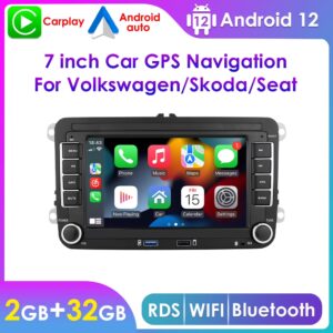 7" Touch Screen Android 12 Apple Carplay Wifi 2+32GB Car Stereo Radio Head Unit GPS Navigation Player For VW Volkswagen Passat Amarok Jetta Touran Tiguan Golf Polo EOS